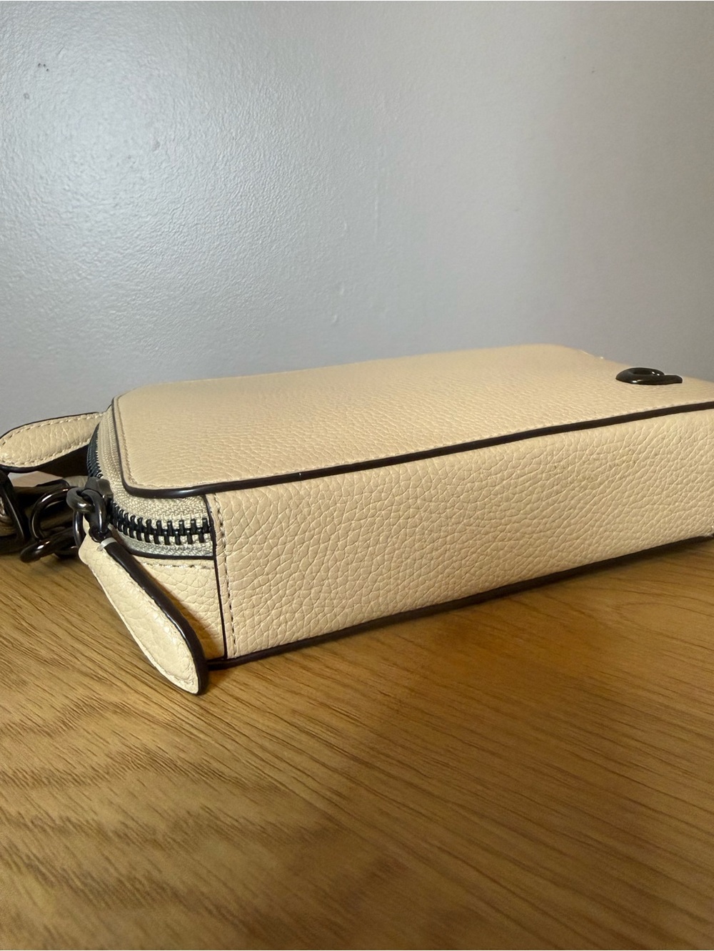 Coach Pebbled Leather Camera Crossbody in Cream with Silver Accent - Picture 4 of 8